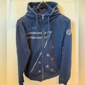 Navy Full-Zip Hooded Sweatshirt with Star Graphic